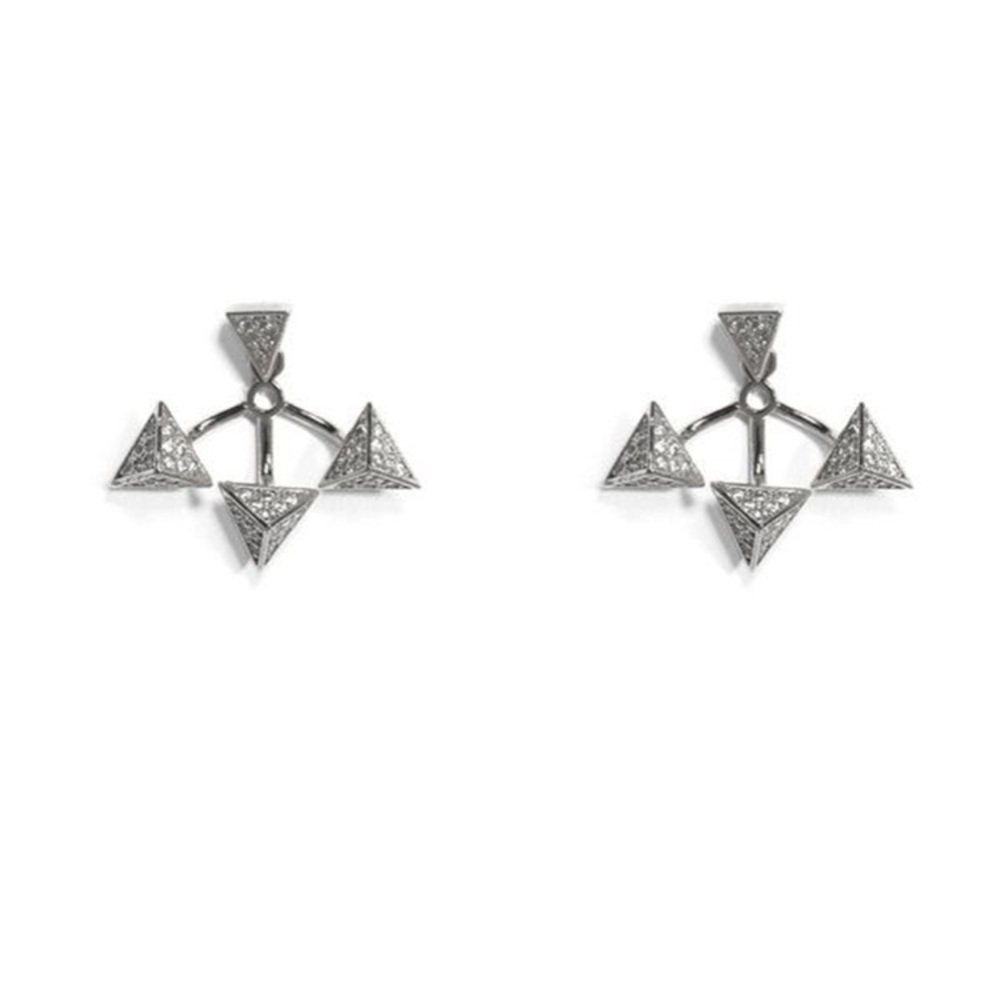 Wanderlust + Co Tri-Pyramid Silver Ear cuffs
